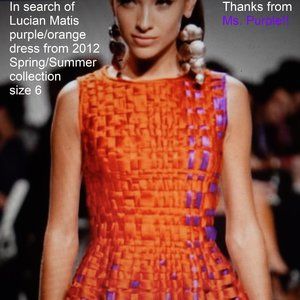 ISO Lucian Matis purple/orange size 6 dress from 2012 Spring/Summer collection